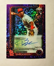 Thomas Saggese RC AUTO 2025 Topps Chrome PURPLE Spek REFRACTOR 018/299 Rookie K6