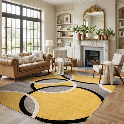 Rugshop Area Rug Modern Abstract Circles Carpet for Living Room Large Rugs 8x10