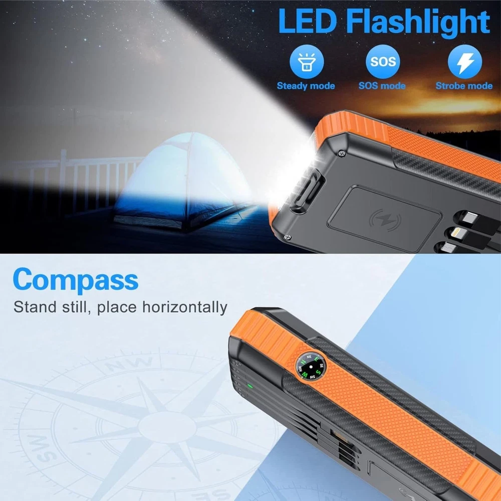 52800mAh Wireless Power Bank with 4 Built-in Cables 7 Outputs 22.5W Fast Charging