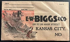 Vintage  E.W. Biggs Fur and Trapping Co Return Cover w Original Tie On Tags