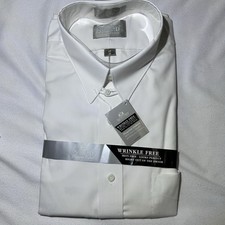 Stafford Executive Pinpoint Oxford Men’s White Shirt Long Sleeve Button Down NEW