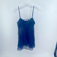Victoria's Secret Navy blue sheer babydoll floral chemise lingerie night gown L