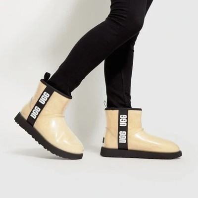 UGG CLASSIC CLEAR MINI NATURAL/BLACK WATERPROOF BOOT US 10 / EU 41 / UK 8