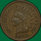 1899 Indian Head Cent Almost Uncirculated AU Coin #35124