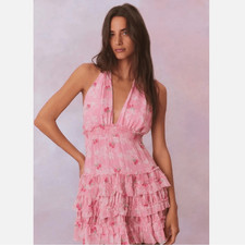 NWT Love Shack Fancy Cherry Pink Quintelle Dress Medium