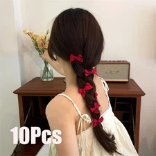 Fabric Duckbill Snap Clips 10 Pack Y2K Mini Bow Hair Clips Non Damaging Design