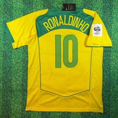 Ronaldinho #10 Brazil 2004/2005 Total 90 Home Retro Jersey Size XL