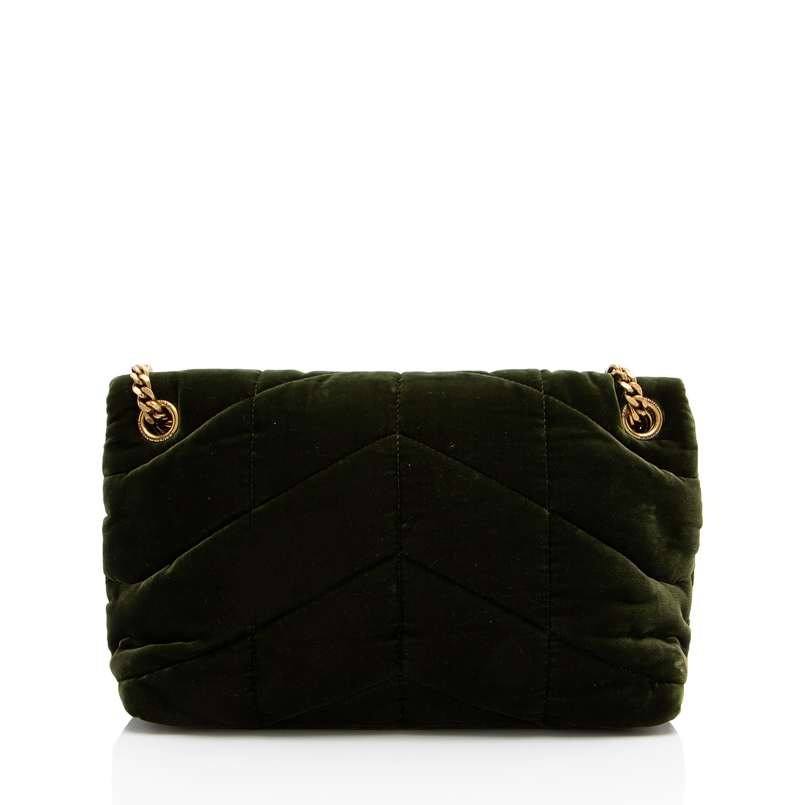 Borsa a tracolla piccola Saint Laurent in velluto con monogramma puffer LouLou