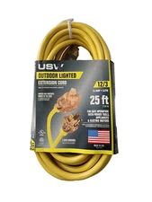 USW 12 gauge Heavy Duty Yellow Extension Cords with Lighted Plugs 25-ft 12 / 3