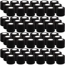 BQTQ 72 Rolls 2" Black Self-Adhesive Bandage Wrap Tape - Latex, Elastic