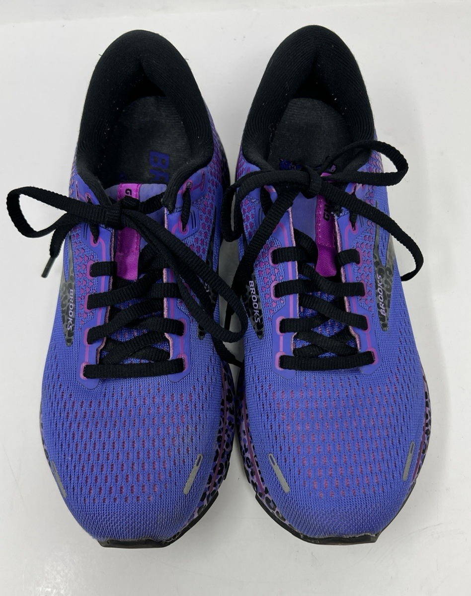Brooks Ghost 14 Womens Size B Purple Leopard Athletic Running