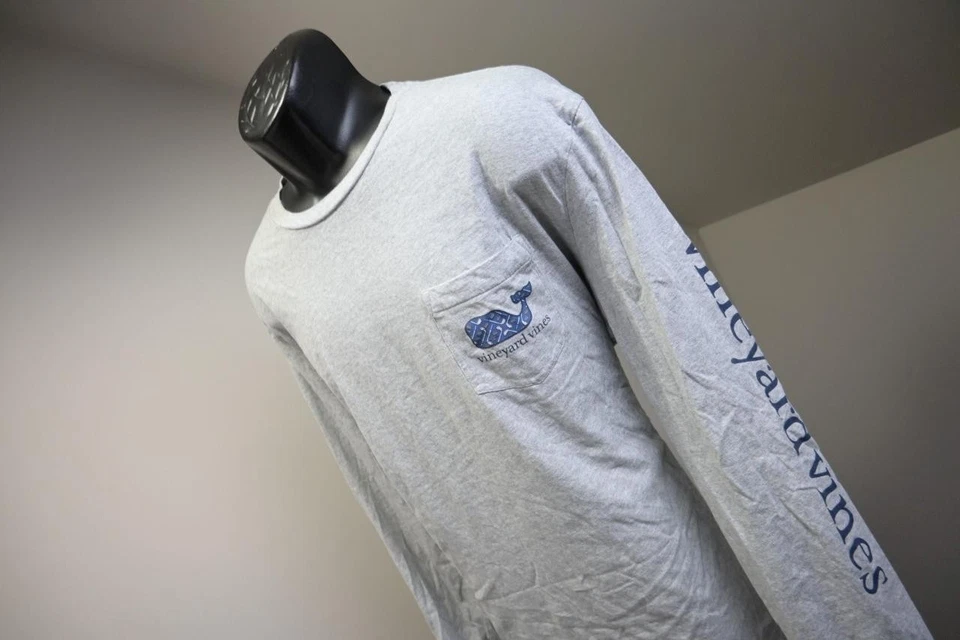 Camiseta Vineyard Vines Whale Gris Hockey Manga Larga Para Hombre Talla XL Foto 2 de 4