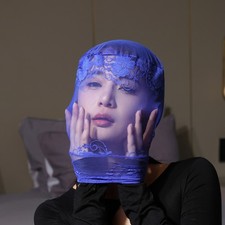 Face Mask Elastic Lace Sheer See Through Unisex Women Hood Mask Full Head Black