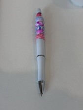 Handmade Pink Blue Swirl Beaded Retractable Ballpoint Pen