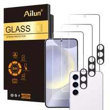 3-Pack Tempered Glass Screen Protector 3 Camera Lens for Galaxy S24 6.7in HD