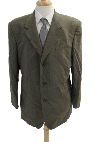 Donna Karan New York Mens Three Button Notched Lapel Blazer Jacket Green Size 44