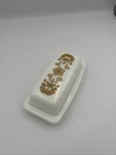 Vtg 1970s Pyrex Butter Dish with Lid Butterfly Gold 72-B made in USA