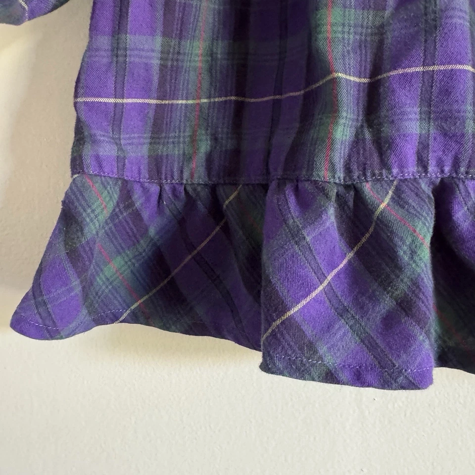 CHAPS Bebé Niñas Vestido Túnica Talla 4 Púrpura Cuadros Algodón 4T Camisa Blusa a Cuadros Foto 4 de 4