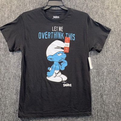 The Smurfs Men's Graphic T-Shirt Let Me Overthink This Black Medium Short Sleeve