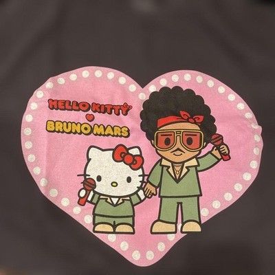 Hello Kitty x Bruno Mars T-Shirt schwarz XL 100% Baumwolle unbenutzt Charakte...