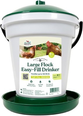 Large Flock Easy-Fill Poultry Drinker Made W/ BPA-Free Plastic Top Fill Design