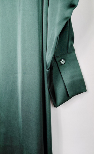 Weekend Los Angeles Satin Hemd Maxikleid Damen Gr. M Jägergrün Knopf - Bild 8 von 10