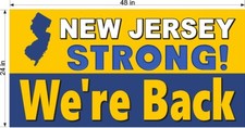 NEW JERSEY NJ STRONG BACK IN BUSINESS VINYL STOREFRONT BANNERS  CHOOSE A SIZE 