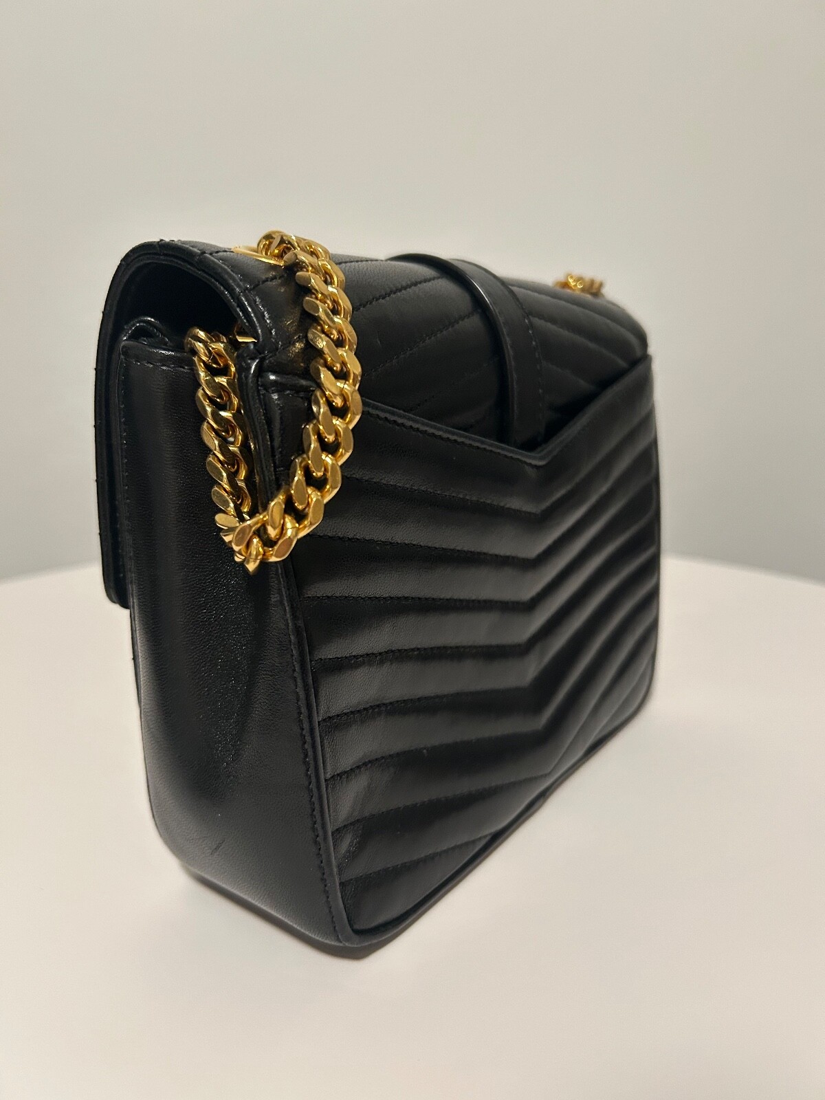 Borsa Saint Laurent pelle di agnello Matelasse Chevron piccola Sulpice nera autentica