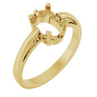 Solitaire Ring Mounting Scroll Style 4 Prong for Oval Cut Solid 14K Yellow Gold