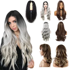 Long Wavy Brown Blond Wigs Highlights Daily Synthetic Hair for Women Cosplay