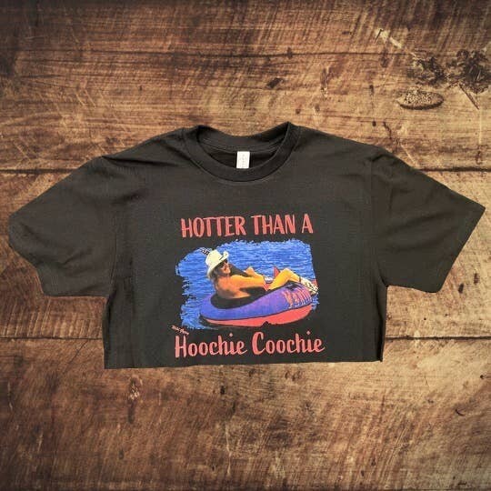 Camiseta corta vintage Hotter Than a Hoochie Coochie para mujer manga corta