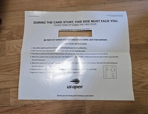 US Open Card Stunt card from Serena Williams final US Open in 2022 RARE