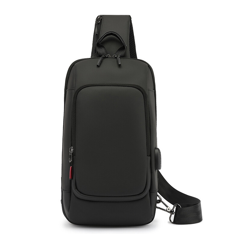 Men's Sling Backpack Oxford cloth Waterproof Crossbody Bag USB Port