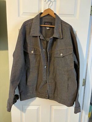 Mens Vintage Webs 2-Tone Gray/Brown Denim Trucker Jacket Size 2XL