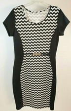 Andrea XL Bodycon Herringbone Black/White Stripe, Short Sleeved Dress, NWOT