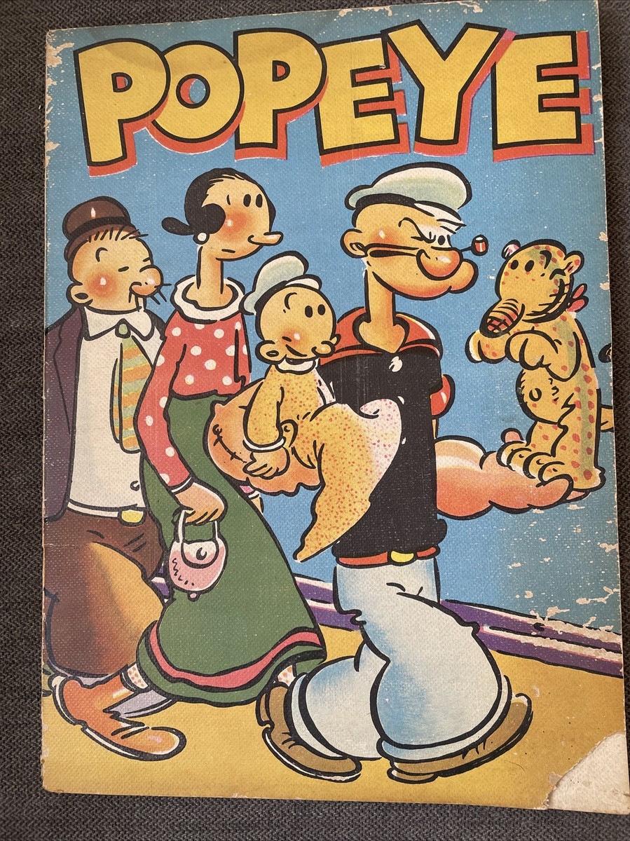 ポパイ パブミラー　KING FEATURES SYNDICATE USA Vintage copyright 1937 Linen Popeye Book, King Features