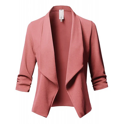 Womens Lightweight Classic Draped Open Front Blazer with Plus Size Ladies Jakcet - Picture 4 of 37