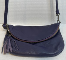 Borse in Pelle Vera Pelle Made in Italy Soft Leather Crossbody Purse, Purple