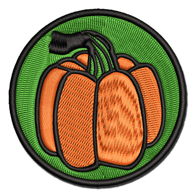 Hand Drawn Pumpkin Gnarled Stem Doodle Multi-Color Embroidered Iron-On Patch
