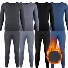 Men's Thermal Underwear Set Winter Warm Pajamas Set Fleece Base Layer Long Johns