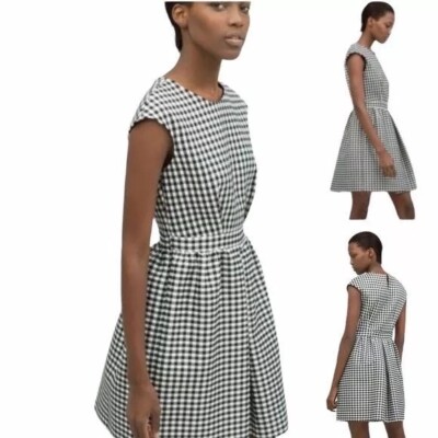 ZARA Black & White Gingham Dress Fit & Flare Dress NWT Size Medium | eBay