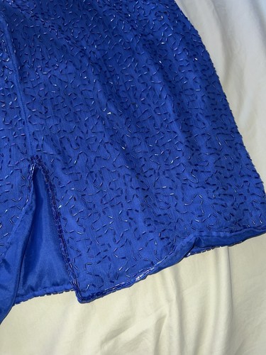 Stenay Plus Side Made In India Kleid Seide Perlen Kurzarm Atemberaubend #1200 - Bild 7 von 8