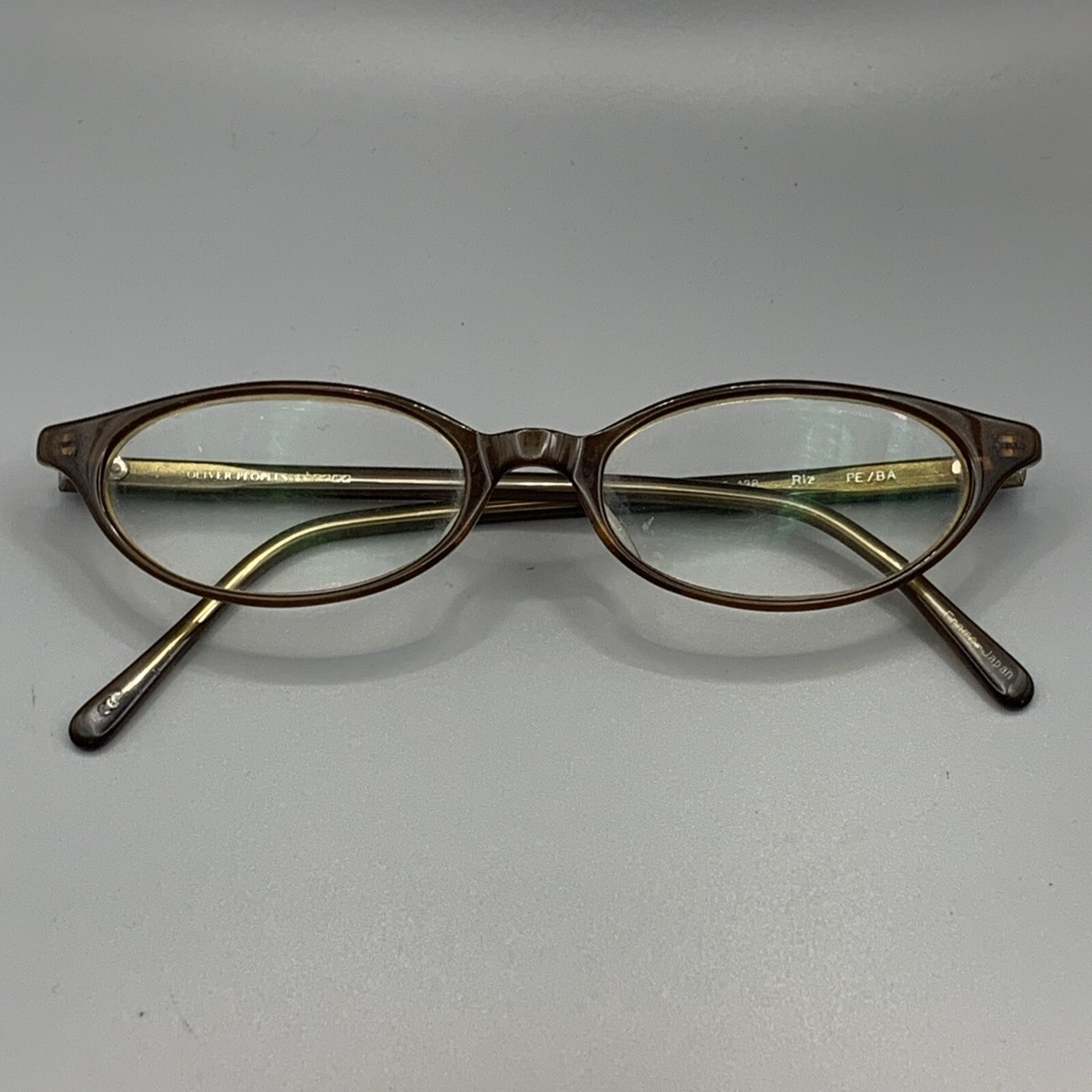 中古美品　OGASAKA　RX 162 Oliver Peoples Eyeglasses Riz OT/GT Olive Green Cat Eye Frame