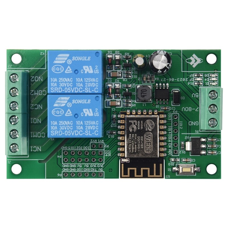Esp8266 Esp-12F Wifi Relay Module 2Channel 5V/8-80V Relay Switch for ...