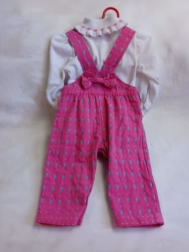12 Months Vintage Girls OshKosh B'gosh Overalls Pink *Blue Daisies* - Picture 12 of 20