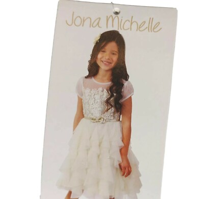 NWT!!! Jona Michelle Girl s Flower Dress, Ivory Gold Glittery, Wedding Size 2T