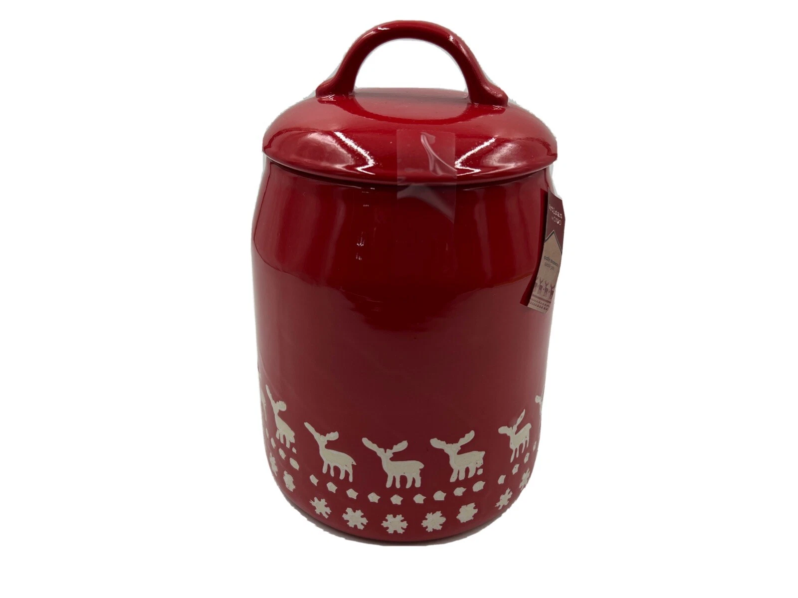 Artisan by Ciroa Ceramic 4x8in Red Reindeer Canister BB01B13003