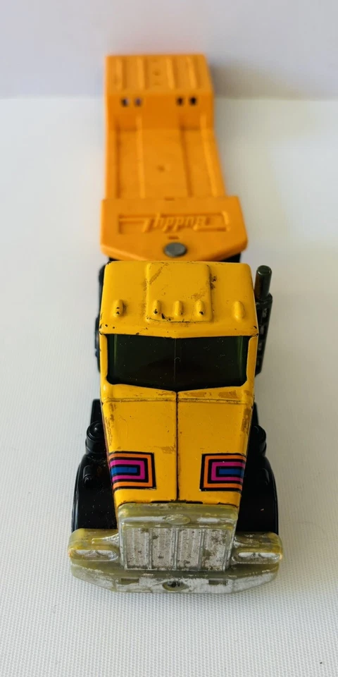 BUDDY L Vintage Car Carrier Truck Pressed Steel Collectable Toy Orange Black - image 2 of 4