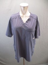 Carhartt Size M Mens Gray V-Neck Multi Pocket Short Sleeve Durable Scrub Top 767