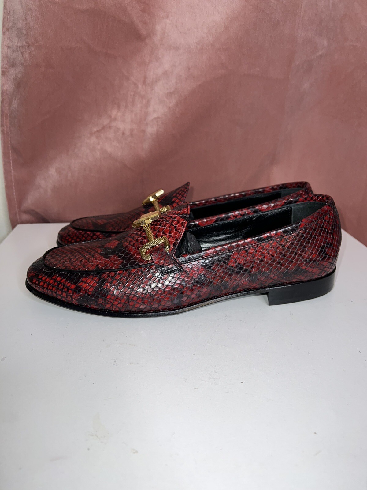 569$ Women’s Roberto Cavalli Snakeskin  Horsebit All Leather Loafer Shoes Sz39 image 6